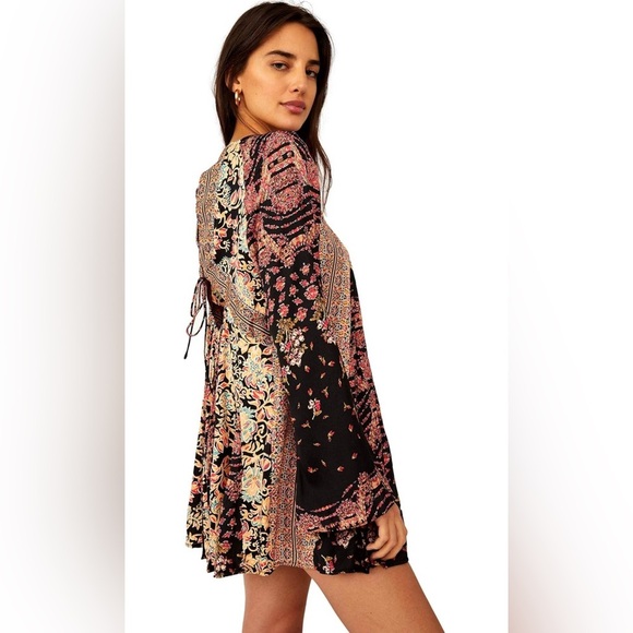 Free People Stevie Printed Tunic, Black Combo, Small Petite EUC - Picture 4 of 7